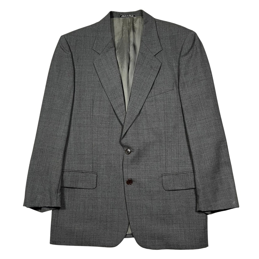 Valentino Uomo‎ Mens Grey Pure New Wool Windowpane Blazer Made in Italy 42R